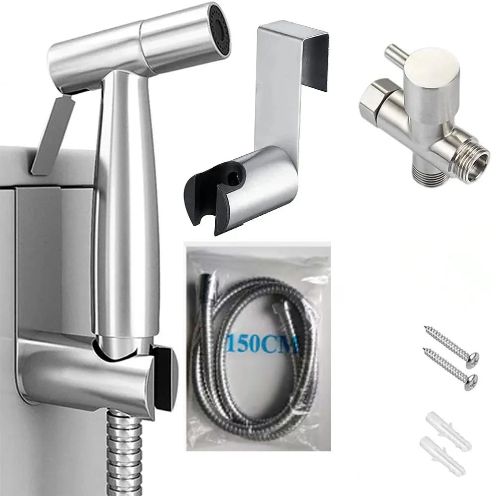 LSSH Handheld Toilet Bidet Sprayer Set Kit Stainless Steel Hand Bidet faucet for Bathroom Hand Sprayer Shower Head Self Cleaning