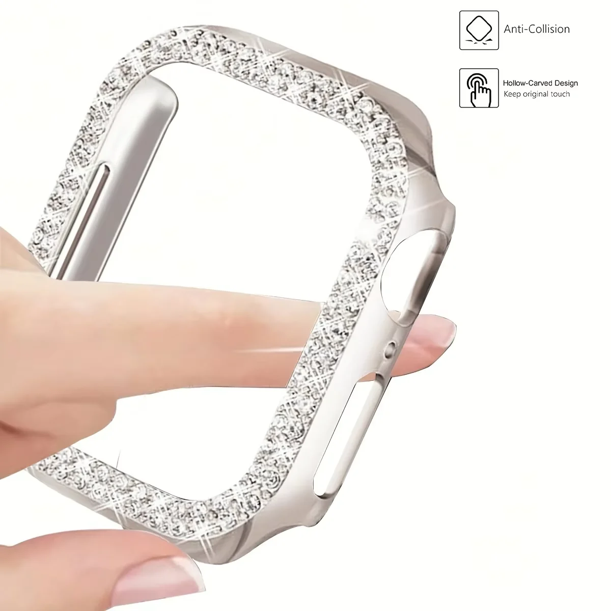 Elegant Diamond Watch Band and Glossy Case Set - Stylish Strap with Protective Cover