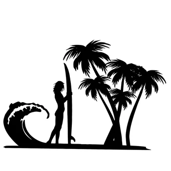 Surf Girl Ocean Waves Die Cut decalcomania in vinile accessori per auto casco moto Car Styling 18*12.2cm