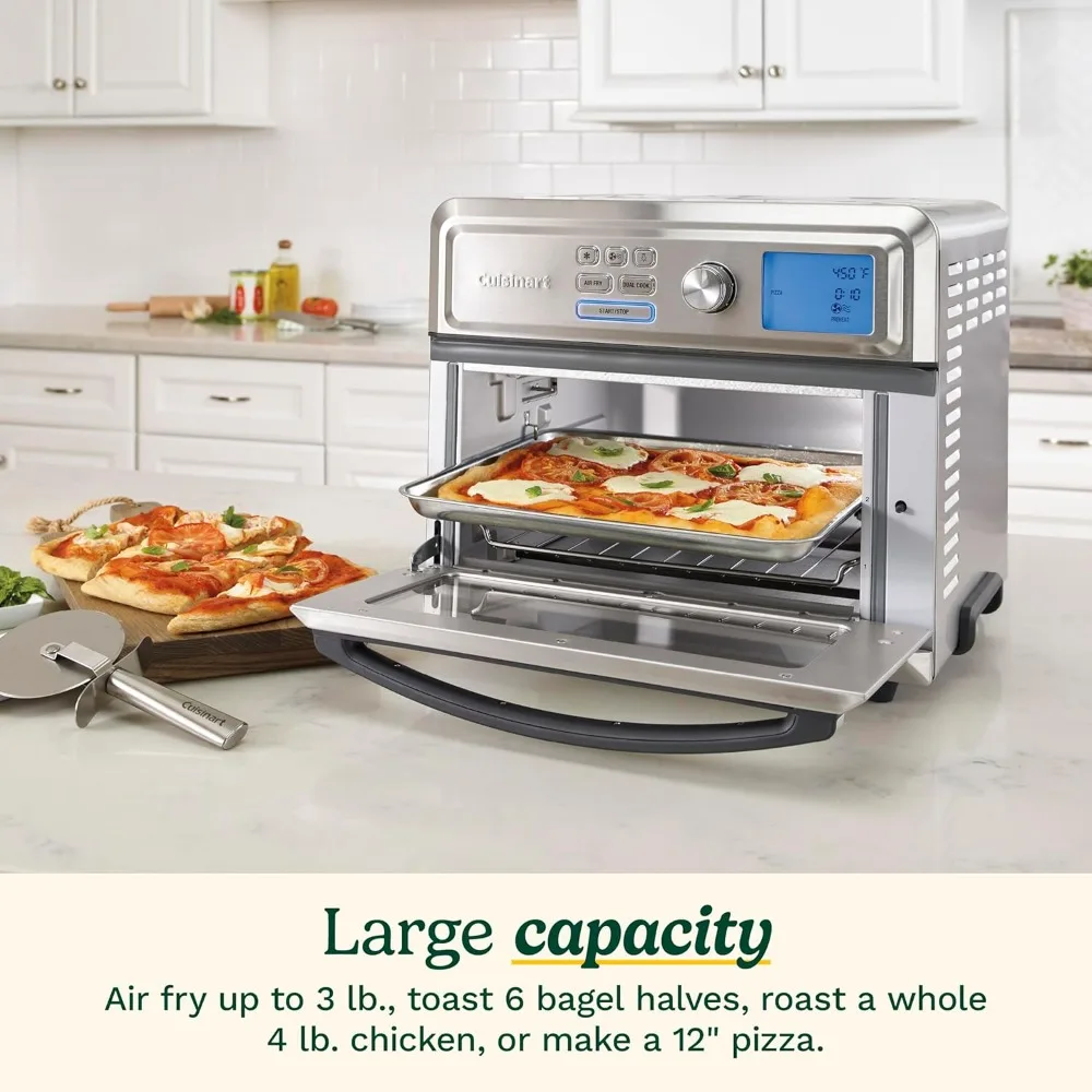 Air Fryer Toaster Oven, Digital Display, Digital 1800 Watt, Adjustable Temperature and Controls, Stainless Steel, TOA-65,Silver