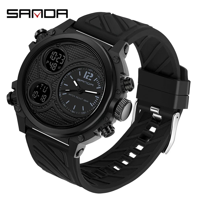 Sanda 2024 Mode Outdoor Herenhorloges Topmerk Militaire Sport Quartz Horloge Helder Scherm Polshorloge Waterdichte Klok