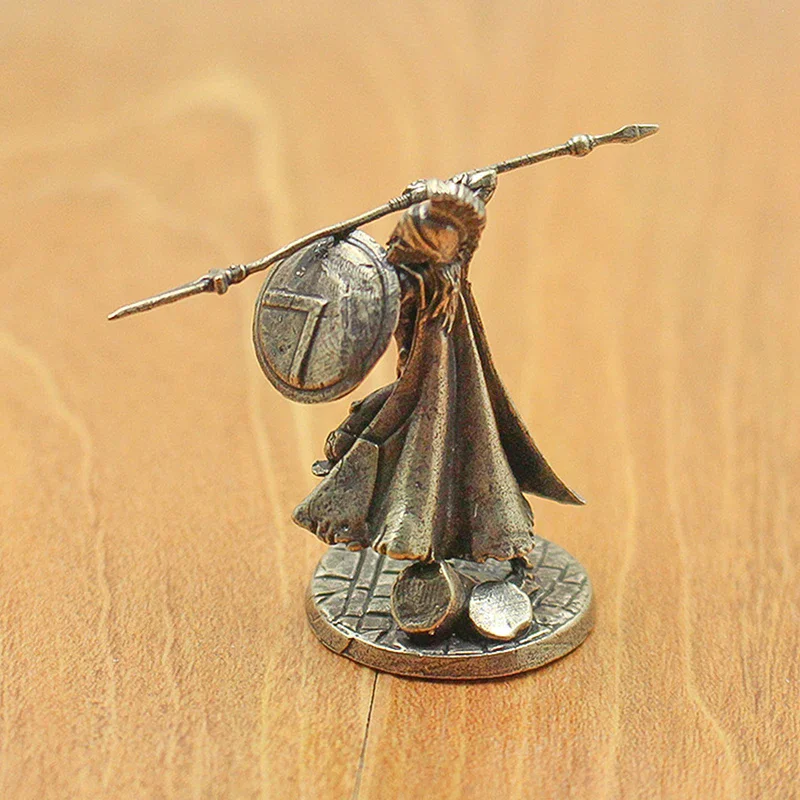 Antike Weiße Messing Spartaner Römische Ritter Figuren Miniaturen Vintage Soldaten Modell Statue Desktop Ornament Geschenk