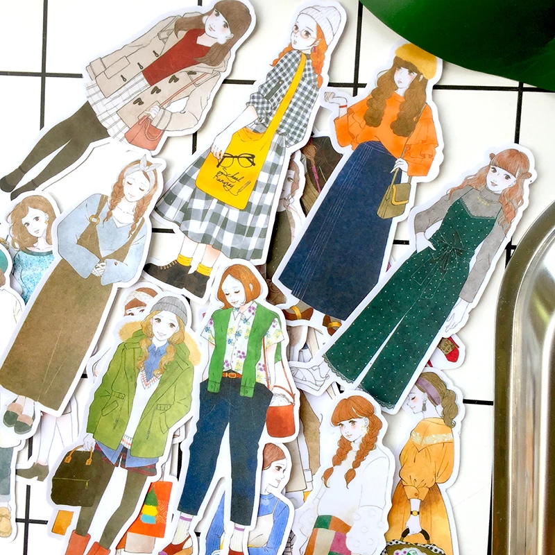 17PCS Fashion girl Stickers Crafts And Scrapbooking stickers kids toys book Decorative sticker DIY Stationery