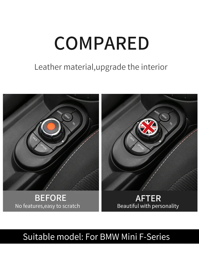 2 Stück Zentraler Lautstärkeregler Multimedia-Knopf Aufkleber für Mini Cooper F56 F60 F54 F55 F57 Countryman Auto-Innenausstattung – Detail 4