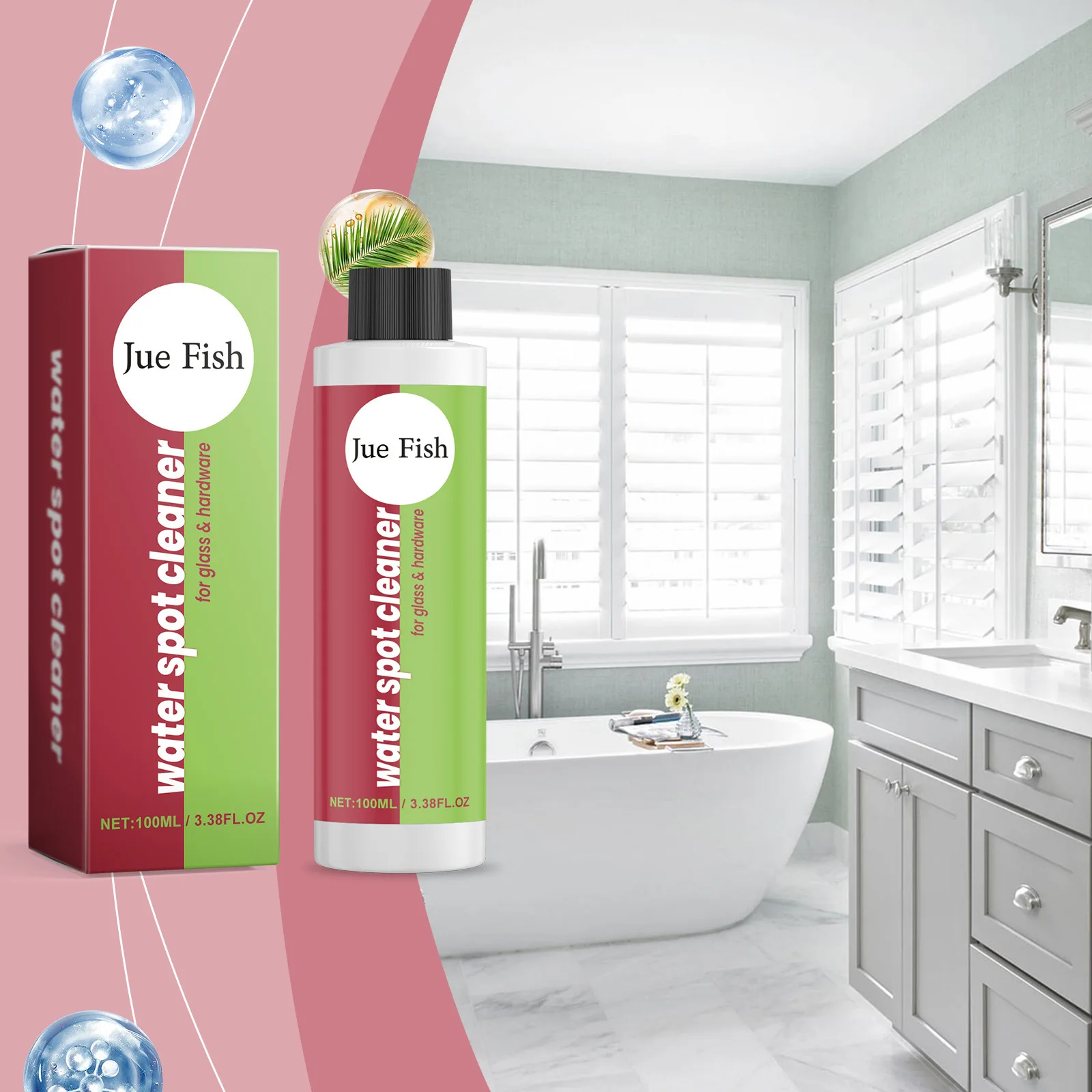 Bathroom Glass Cleaner Shower Door Water Spot Remover Hard Water Stain Remover Bathtub Scale Cleaner Wash Basin Descaling Liquid 6