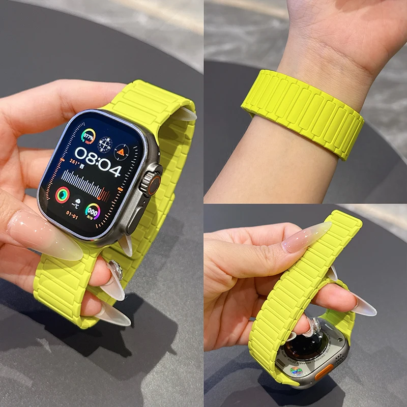 Silicone Watch Strap for Apple Watch 46mm 42mm 49mm 44mm 40mm 45mm 41mm IWatch Ultra 2 Series 10 9 8 7 6 SE 5 4 3