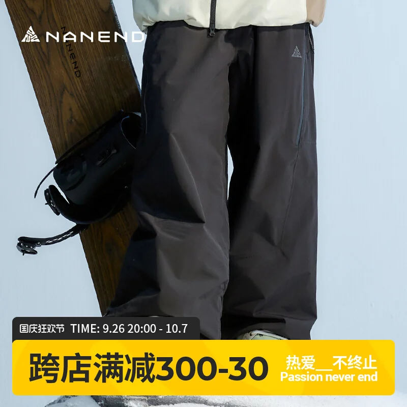 Nanend snowboard ski pants women's 3L full-pressure glue new snow pants waterproof and wear-resistant velvet men's snow pants 2