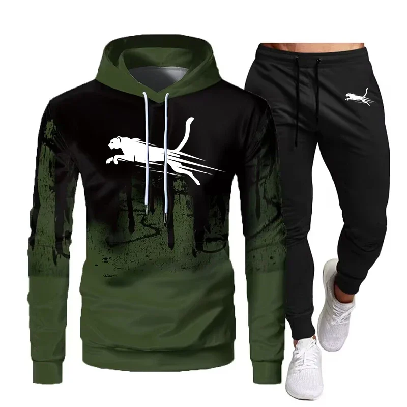 thumbnail image 1 of Conjunto de Sudadera con capucha para hombre, chándal informal a la moda, ropa deportiva para correr, otoño e invierno, novedad, 1 of 4
