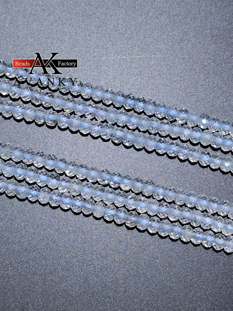 3A Natural Round Gemstone Blue Topaz Beads Loose Spacer For Jewelry Making DIY Necklace Bracelet 15''4x6mm Wholesale