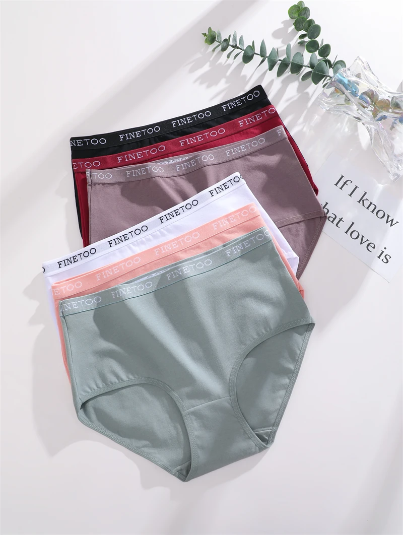 FINETOO 5PCS/Set Cotton High Waist Panties Women's Seamless Breathable Underwear Sexy Stretchy Comfort Briefs Lingerie S-XXL