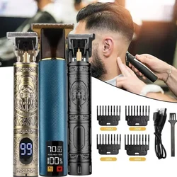 Professional Hair Trimmer Rechargeable Hair Cutting Machine for Men LCD Vintage Hair Beard Trimmer Electric Clippers Barber
