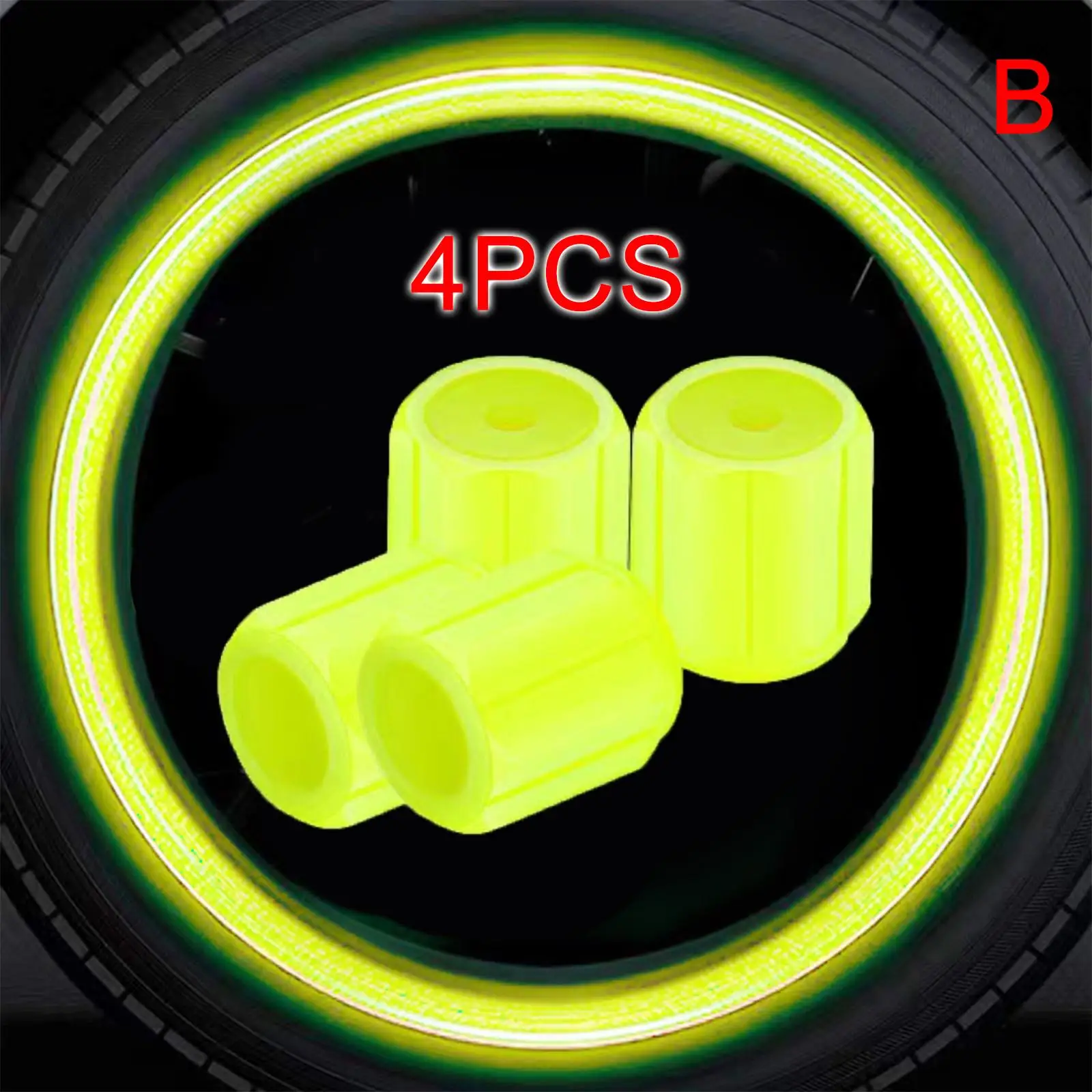 Radiant Glow Wheel Valve Caps - Fluorescent Nighttime Decor for Cars, Motorcycles, and Bicycles