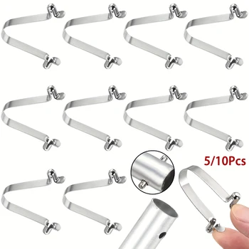 5-10pcs Double Button Kayak Paddle Snap Spring Clip Steel V-Shaped Lift Telescopic Locking Tube Pole Clips for Tent Umbrella