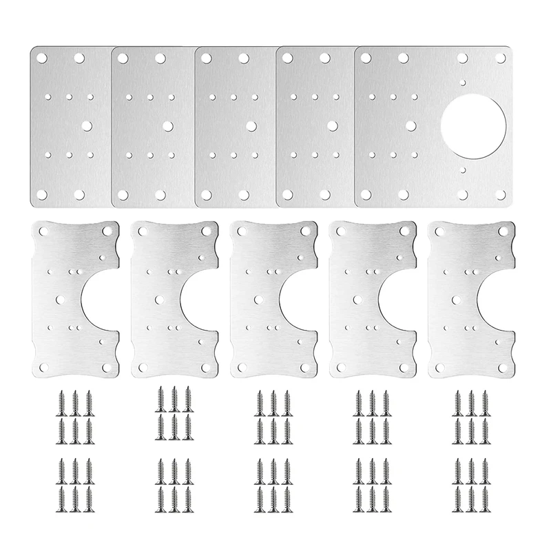 

HOT-10 PCS Hinge Mounting Repair Plate Stainless Steel Bracket Fixing Plate With Screws For Furniture Wardrobe Cupboard