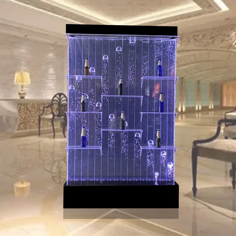맞춤형 실내 디지털 제어 물 기능 LED 버블 패널 와인 캐비닛