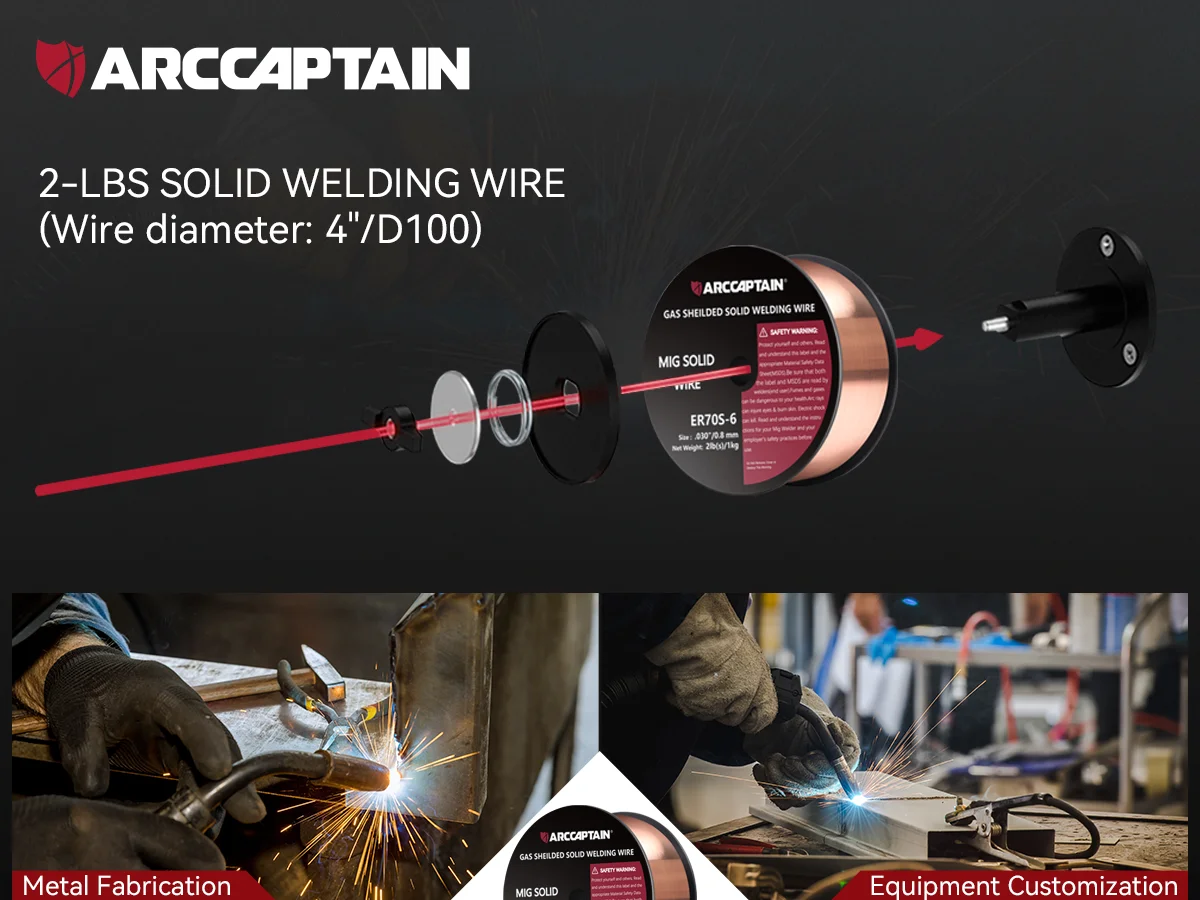 ARCCAPTAIN MIG-Schweißdraht, gasgeschützt, massiv, ER70S-6, 0,8–0,9 mm, 1 Rolle, massiver Kohlenstoffstahl, geringer Spritzgrad, für MIG-Schweißgeräte – Detail 4