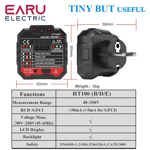 Testeur de prise de terre UK EU, équipement de test, instrument de  sécurité, prise électrique