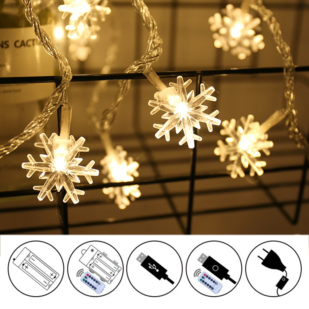 

USB Battery Powered LED String Light Warm White /Multicolor Snow Fairy Lamp Garland Light For Christmas Wedding Party Decoration