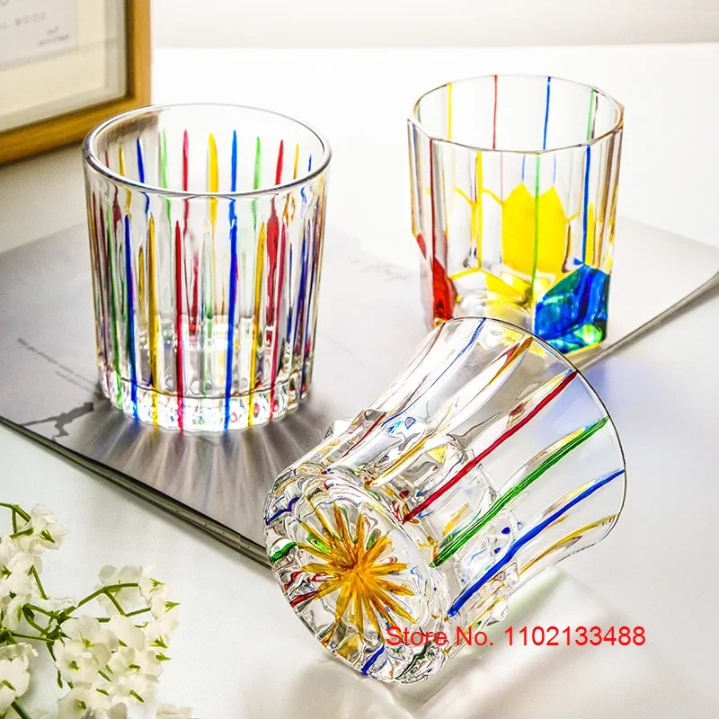 Colorful Rotating Whiskey Glass Germany Design Crystal Wine Glass Relieve Stress Ripple Brandy Tumbler Whisky Enjoy Cup Beer Mug