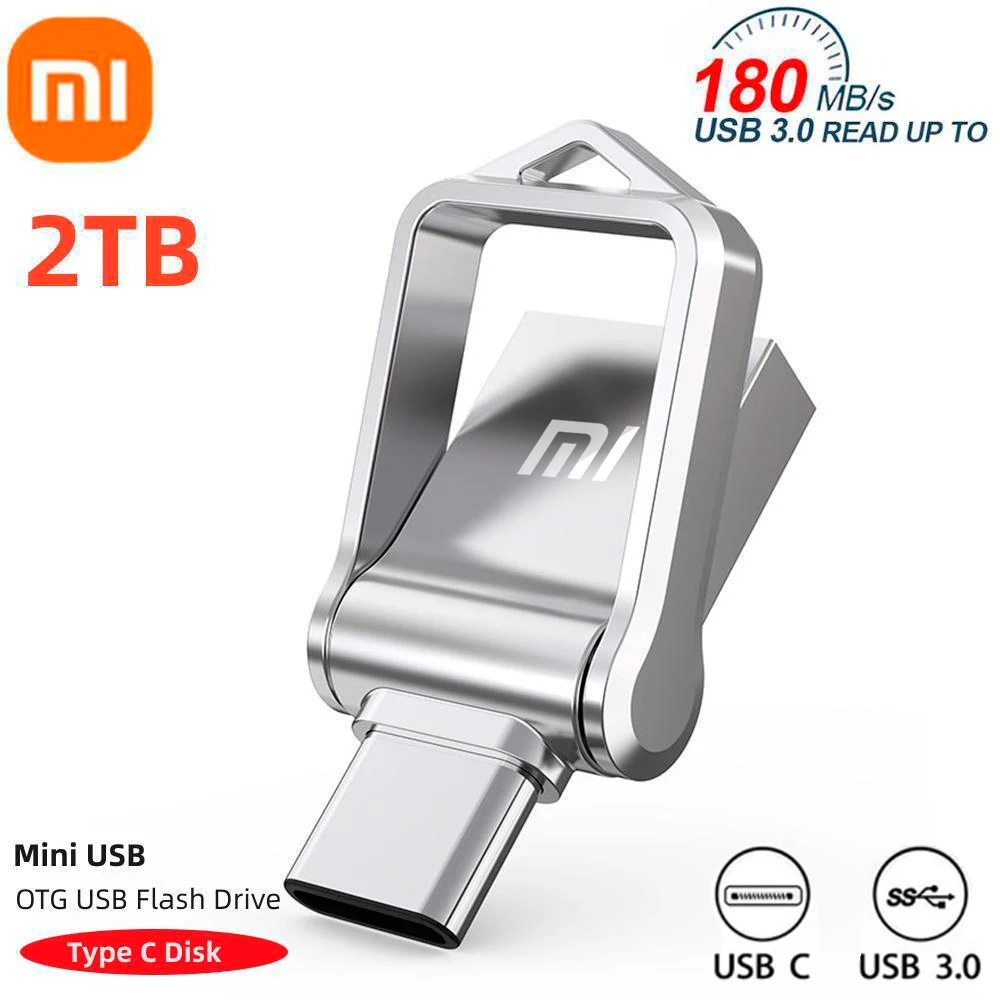 Xiaomi 2IN 1 Usb 3.0 U Disk 2T/1T/512GB/128GB High Speed Computer Dual-Use Interface Metal Flash Memory Type-C Mobile Phone