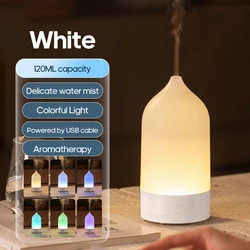 Portable Aroma Diffuser 120ml with Silent Operation and Colorful Night Light (A White)