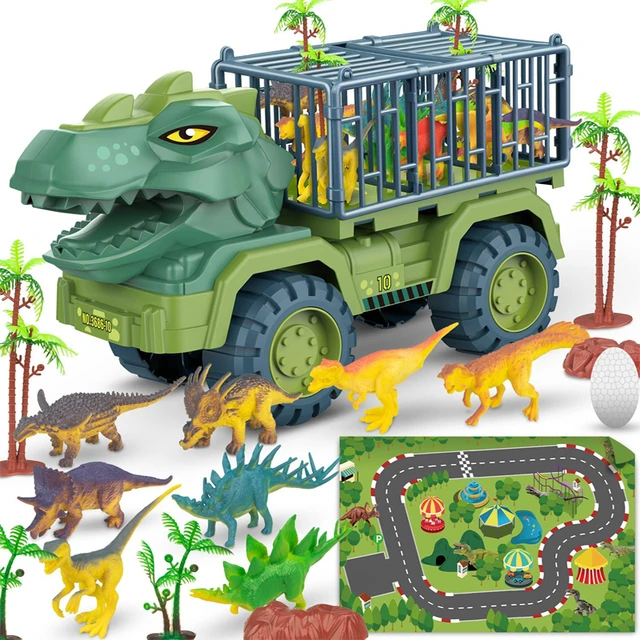 Brinquedo do dinossauro jogar modelos de veículos jogo para menino carro  portador caminhão crianças montessori presente criança corrida pista  conjunto com mini carro - AliExpress