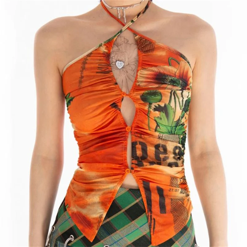 

Летняя дышащая эластичная майка с принтом для девушек