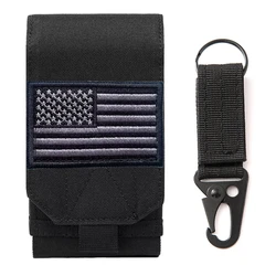 Dual Molle Tactical Belt Pouch - Outdoor EDC Waist Bag & Phone Holder (Set black)