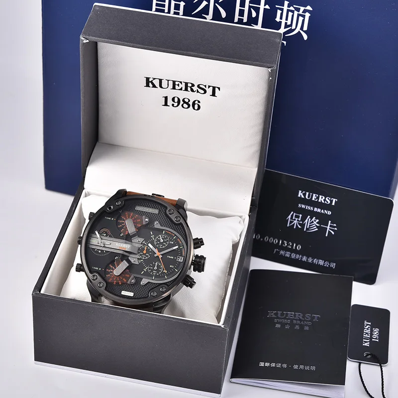 Men Wristwatch Chronoscope Women Sport Watch Steel Band Mix Color Dial Watch Leather Band Watch