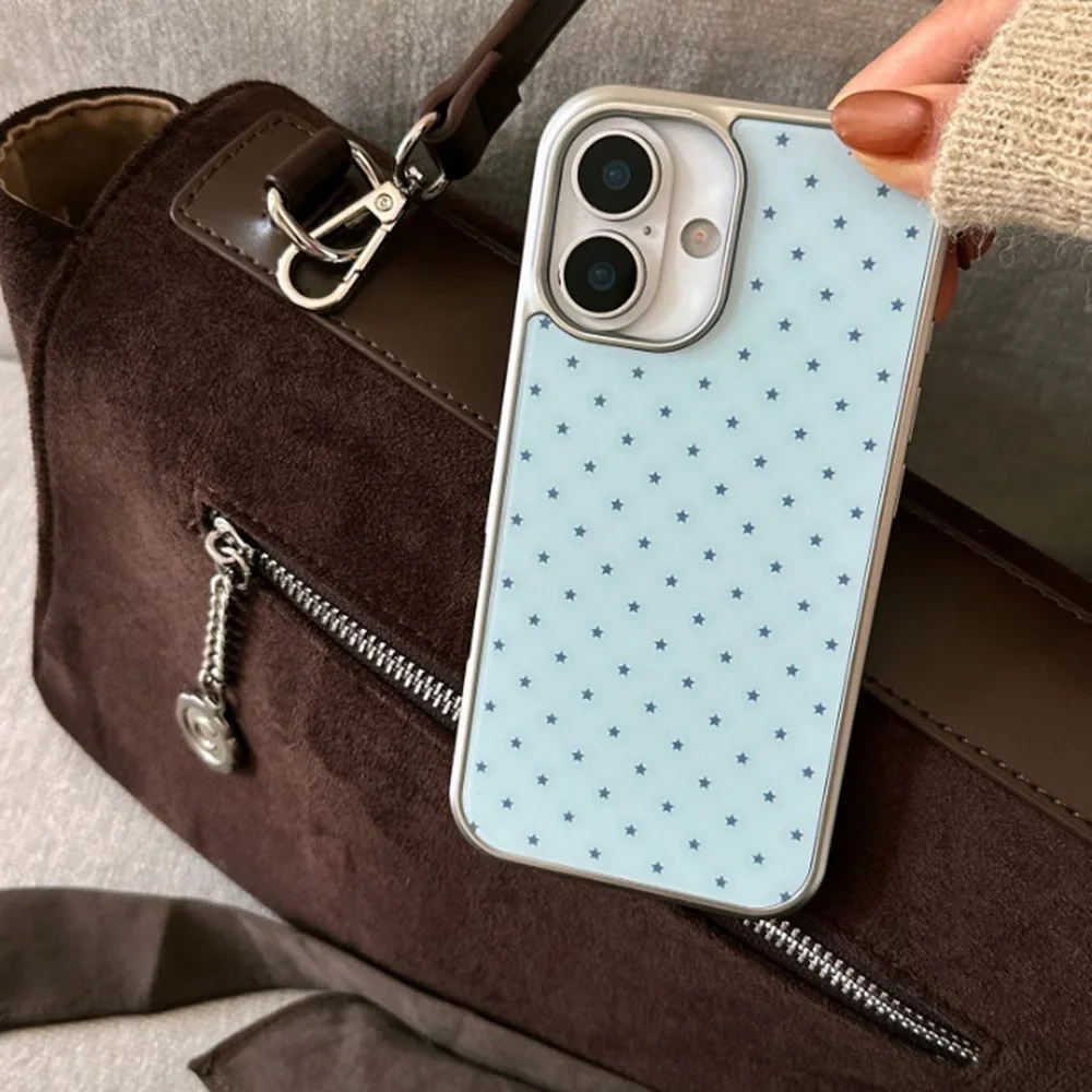 Full Screen Blue Stars Electroplated Drip Glue Phone Case - Creative Cover