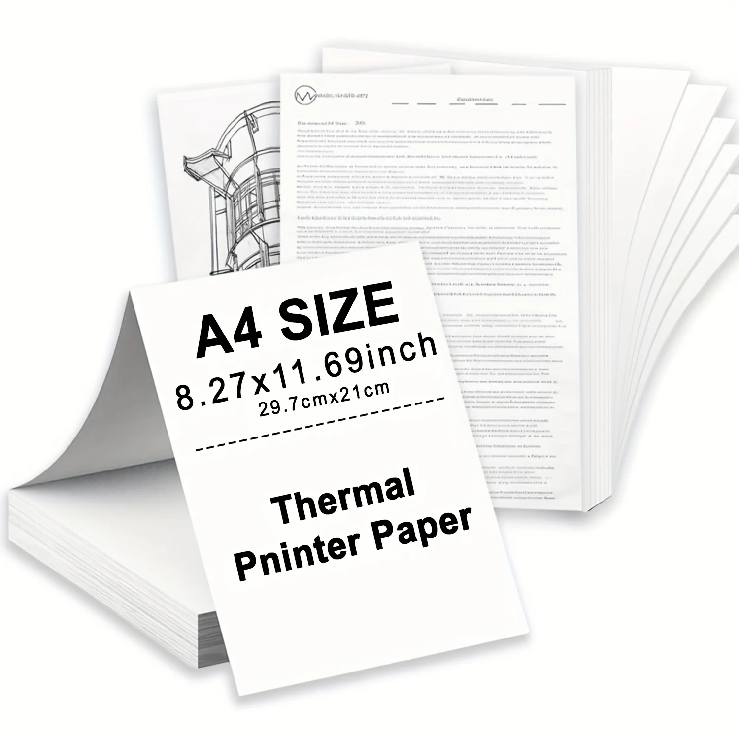 100/200 Blatt A4 Thermofaltbares Papier, kompatibel mit tragbaren A4-Thermodruckern, ideal für den Druck zu Hause, in der Schule und im Büro – Detail 1