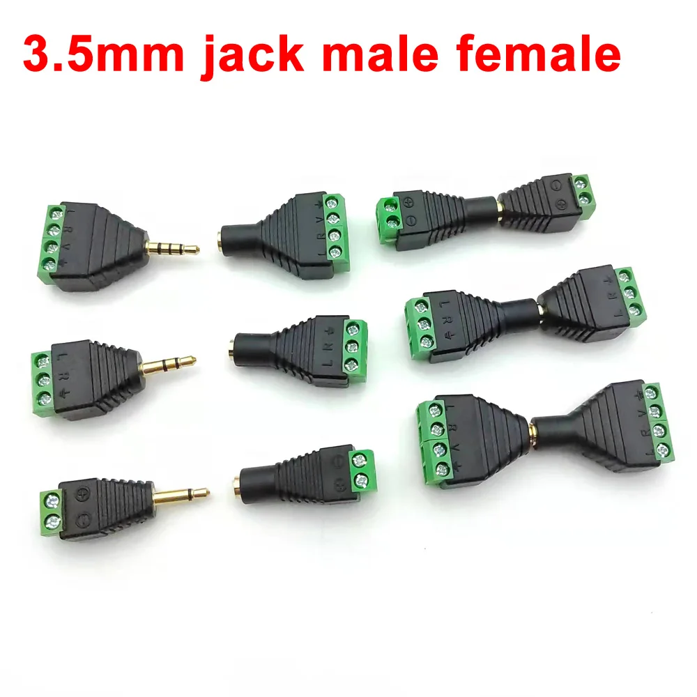 Description Picture 6 of item1pcs 2/3/4Section 3.5mm jack connector stereo DC free screw crimping audio interface terminal block mono channel plug adapter