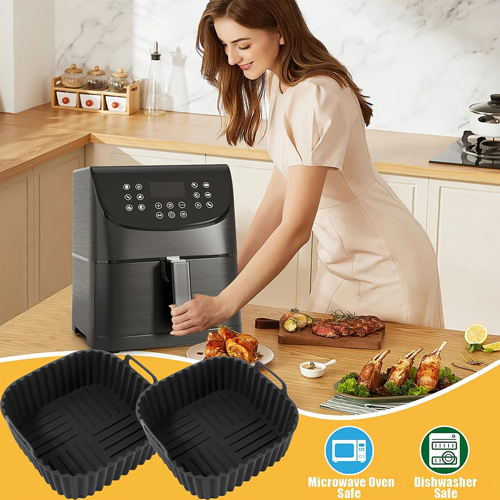 Versatile Reusable Silicone Air Fryer Liner - Square for Easy Cleaning and Multi-Use Cooking
