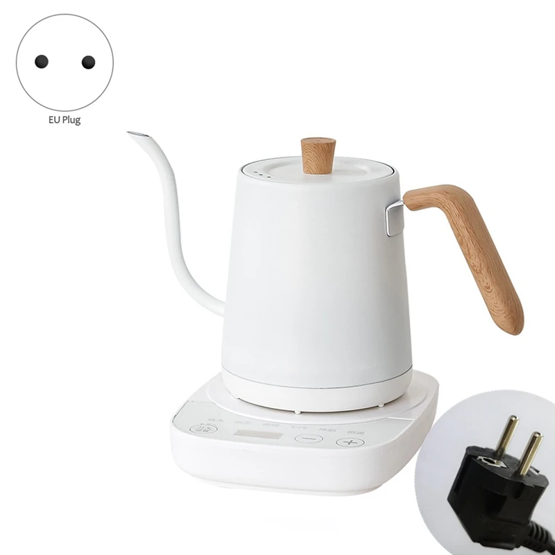 Electric Coffee Kettle Flash Heat Temperature Control Hand Kettle Gooseneck Slender Smart 800Ml 1000W EU Plug