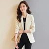 High-End Coffee Suit Jacket Ladies Blazer Tops 2024 New Spring Autumn Leisure Coat 1 Button Slim Suit Coat Casaco Feminino 4
