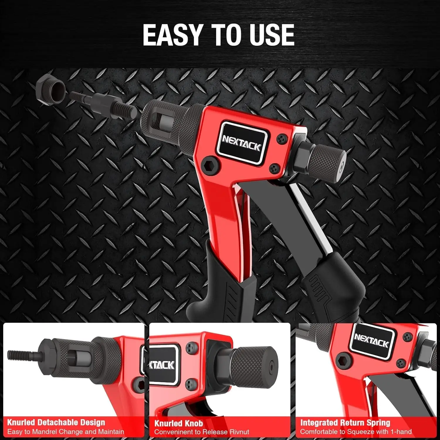 Rivet Nut Tool Rivet Nut Kit with a Step Drill Bit & 80 Nutserts for One-Handed in Tight Space 8" Rivnut Tool Setter
