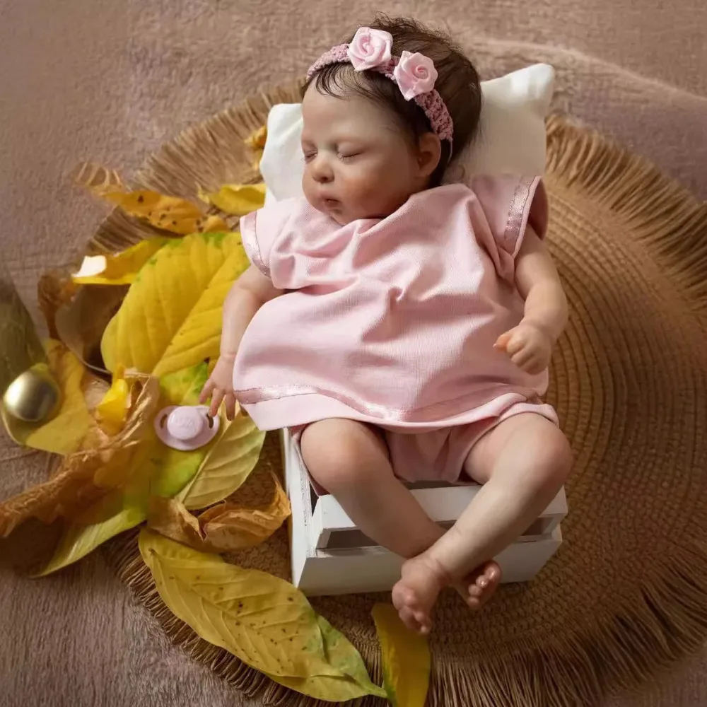 이미 완성 된 Bebe Reborn 인형 루나, 뿌리깊은 머리, 미니어처 Preemie , 실물 같은 부드러운 몸, 실제 보이는  인형, 10 인치