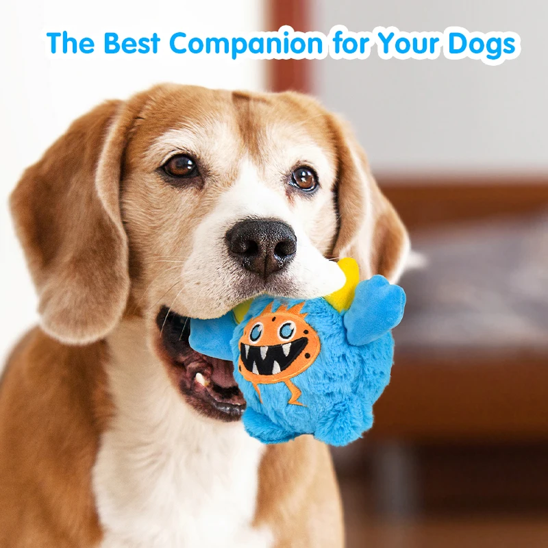 1 Pcs Active Moving Dog Plush Squeaky Small Balls Enjoying Dog Interactive Toys 2-in-1 Designer Pet Gift For Halloween 6