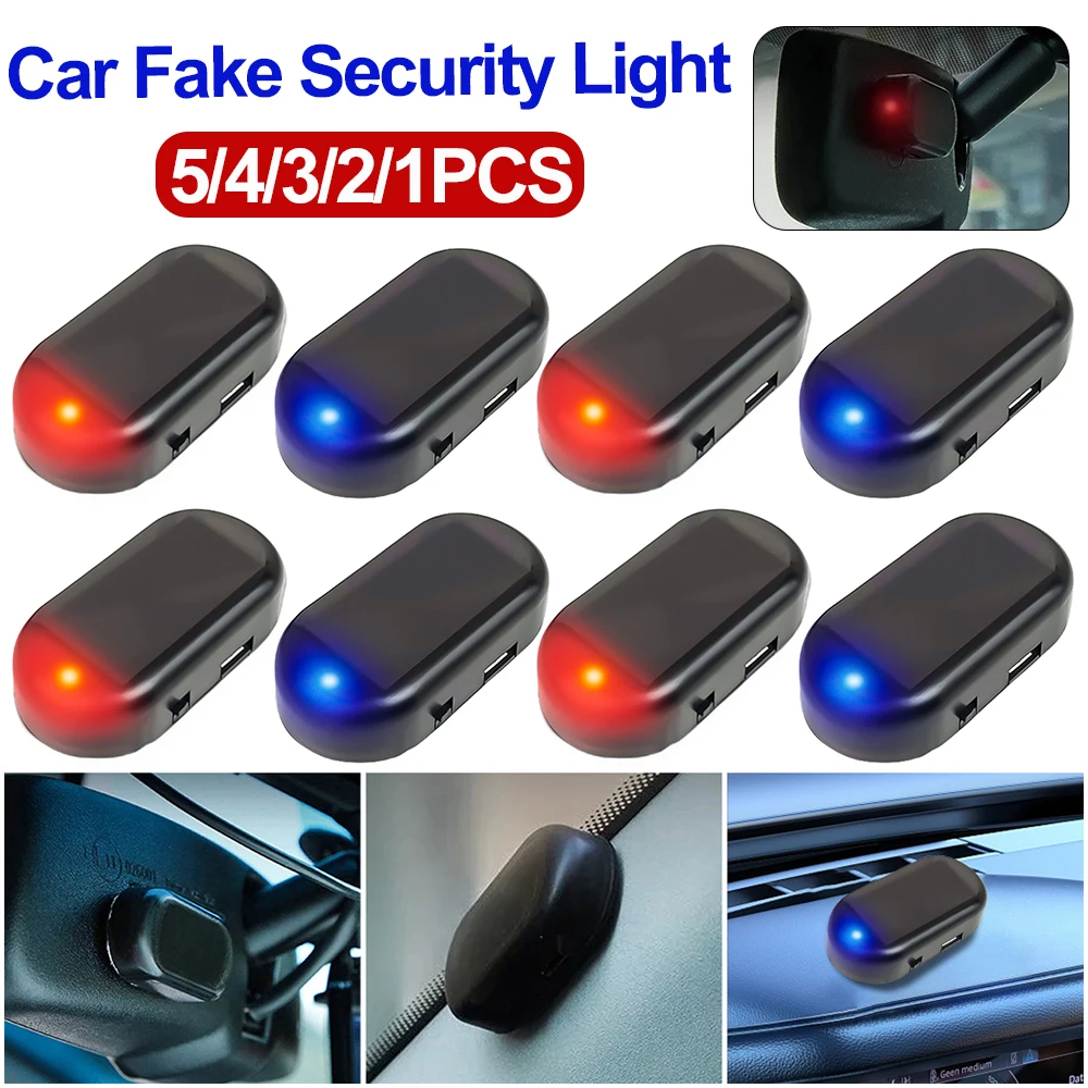 Security Flashing Light Solar Powered Car Fake Security Super Bright Simulated Dummy Alarm Wireless Warning Anti-Theft Caution Flashing