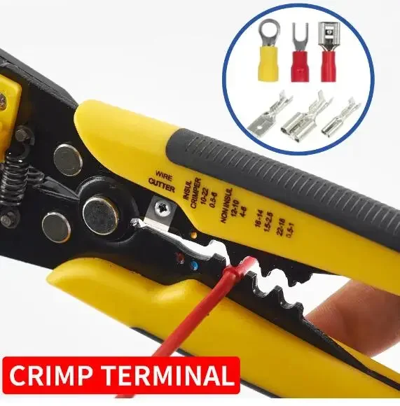 Crimper Cable Cutter Adjustable Automatic Wire Stripper Multifunctional Stripping Crimping Pliers Terminal Hand Tool