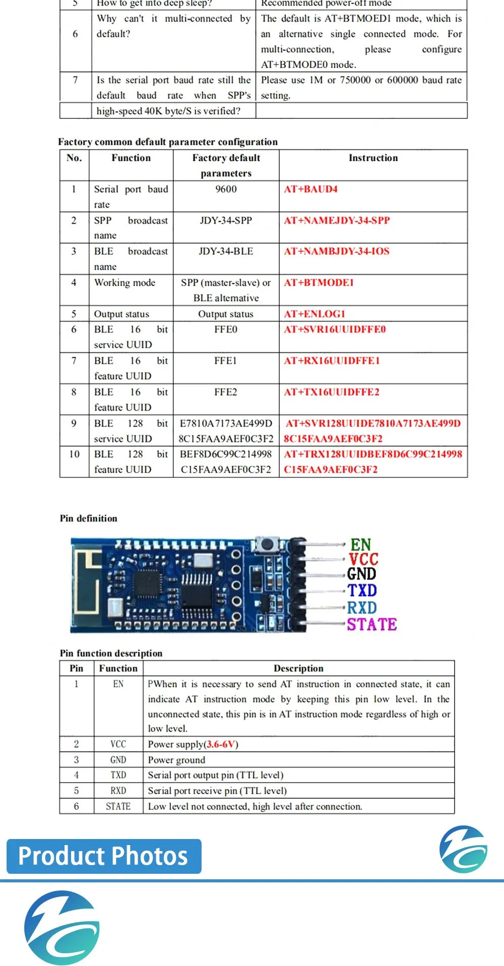 4,2 JDY-34 SPP-C Host Dual-Mode 2,4g Bluetooth-Modul 4db Drucker unterstützt Multi-Maschine-Verbindung kompatibel mit HC-05 HC-06 – Detail 6
