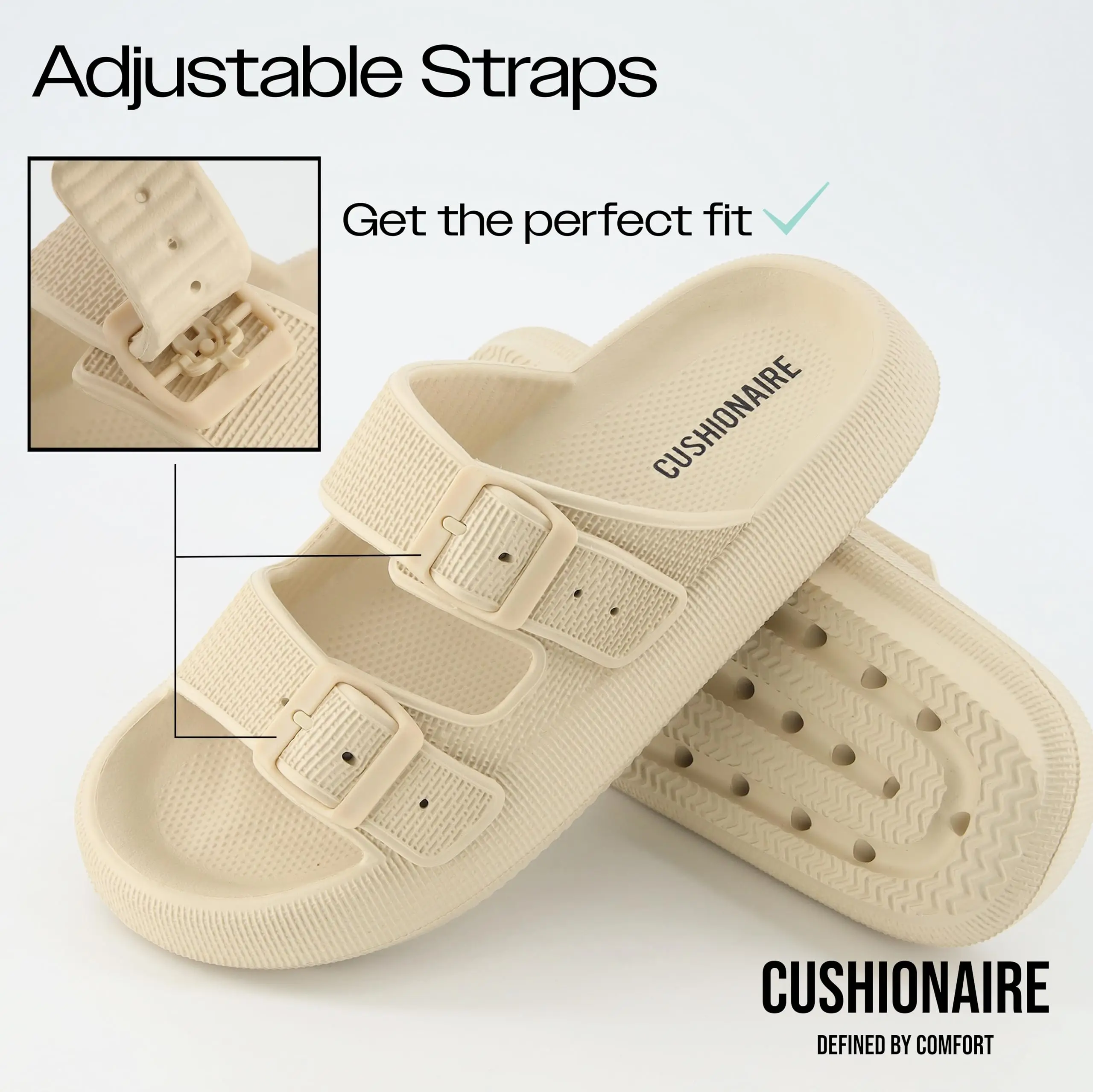Crestar Sandals for Women and Men Summer Fashion Double Buckle Adjustable Slides Outdoor Soft Pillow Slippers EVA Flat Sandals 5