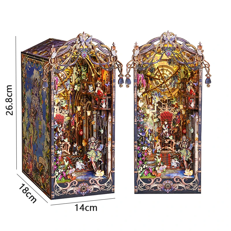 DIY 북 누크 키트 선반 3D 나무 책장 북엔드 만들기 방 장난감 홈 침실 장식 인형집 크리스마스 선물용