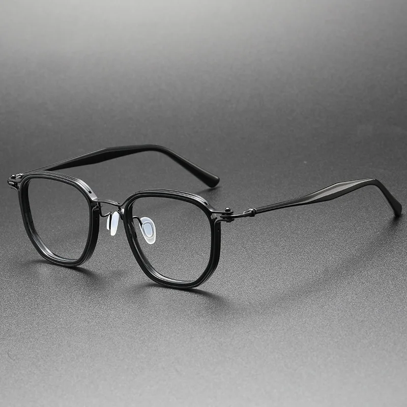 Japanese Handmade Titanium Acetate Square Glasses Frame Men Women