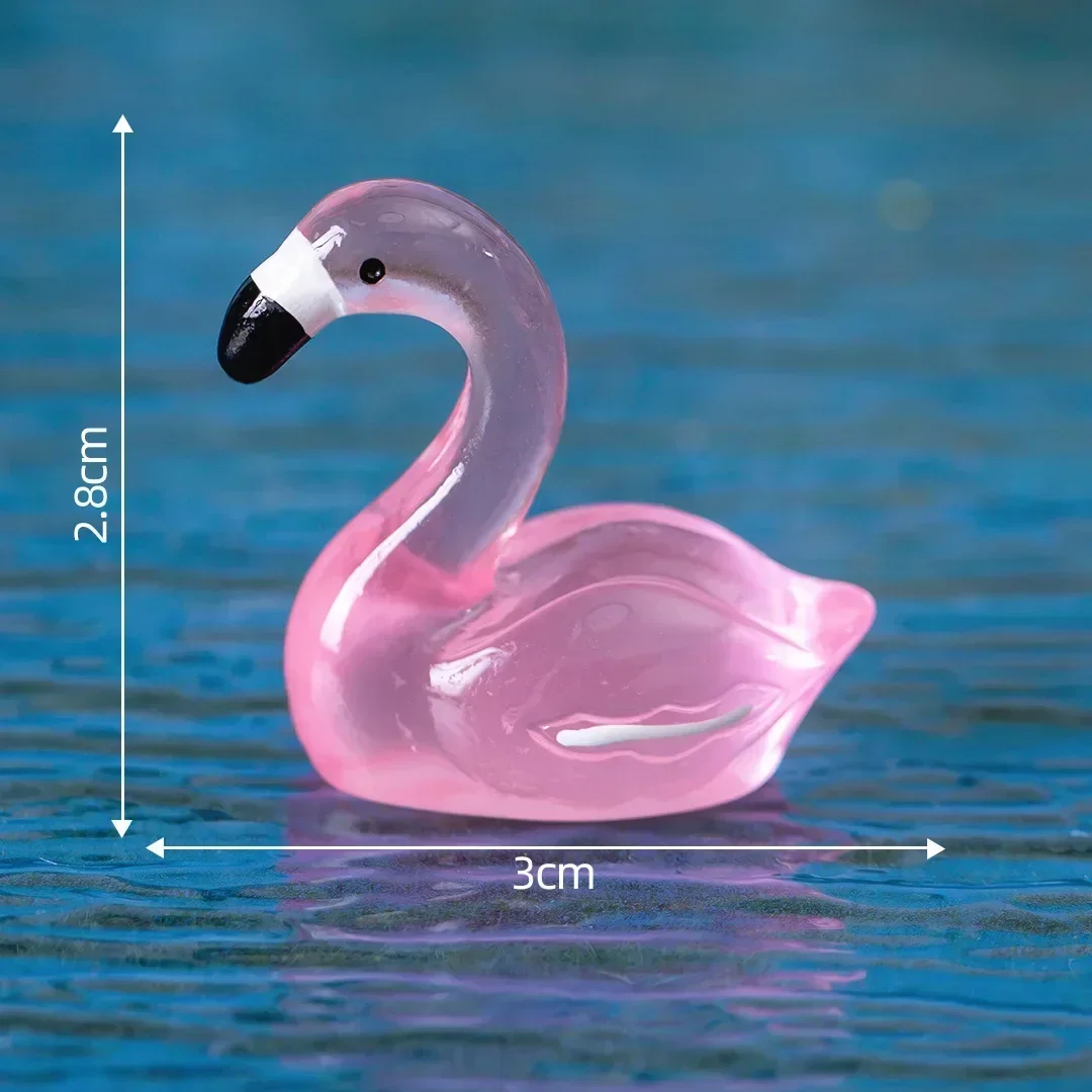 20PCS Luminous Flamingo Mini Figurines Glow-in-the-Dark Fairy Garden Miniatures for Micro Landscape Terrarium Home Decor