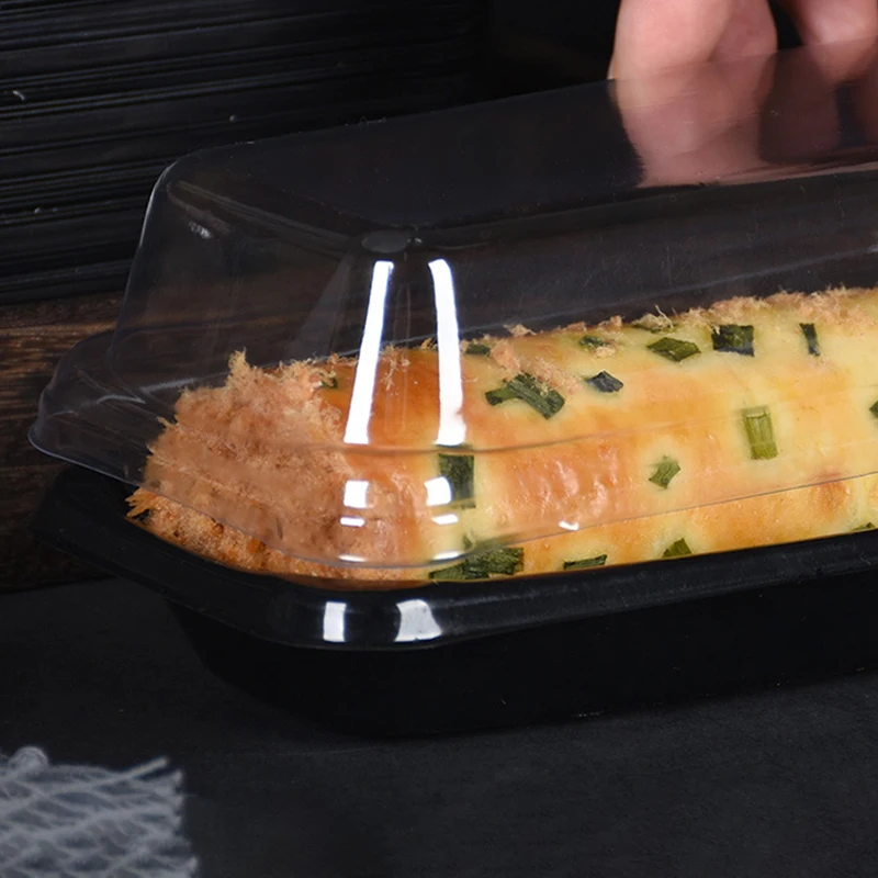 50pcs Plastic Roll Cake Boxes with Clear Lid, Disposable Dessert Containers for Hot Dog... - SKU PRCB2013 - UGI Packaging