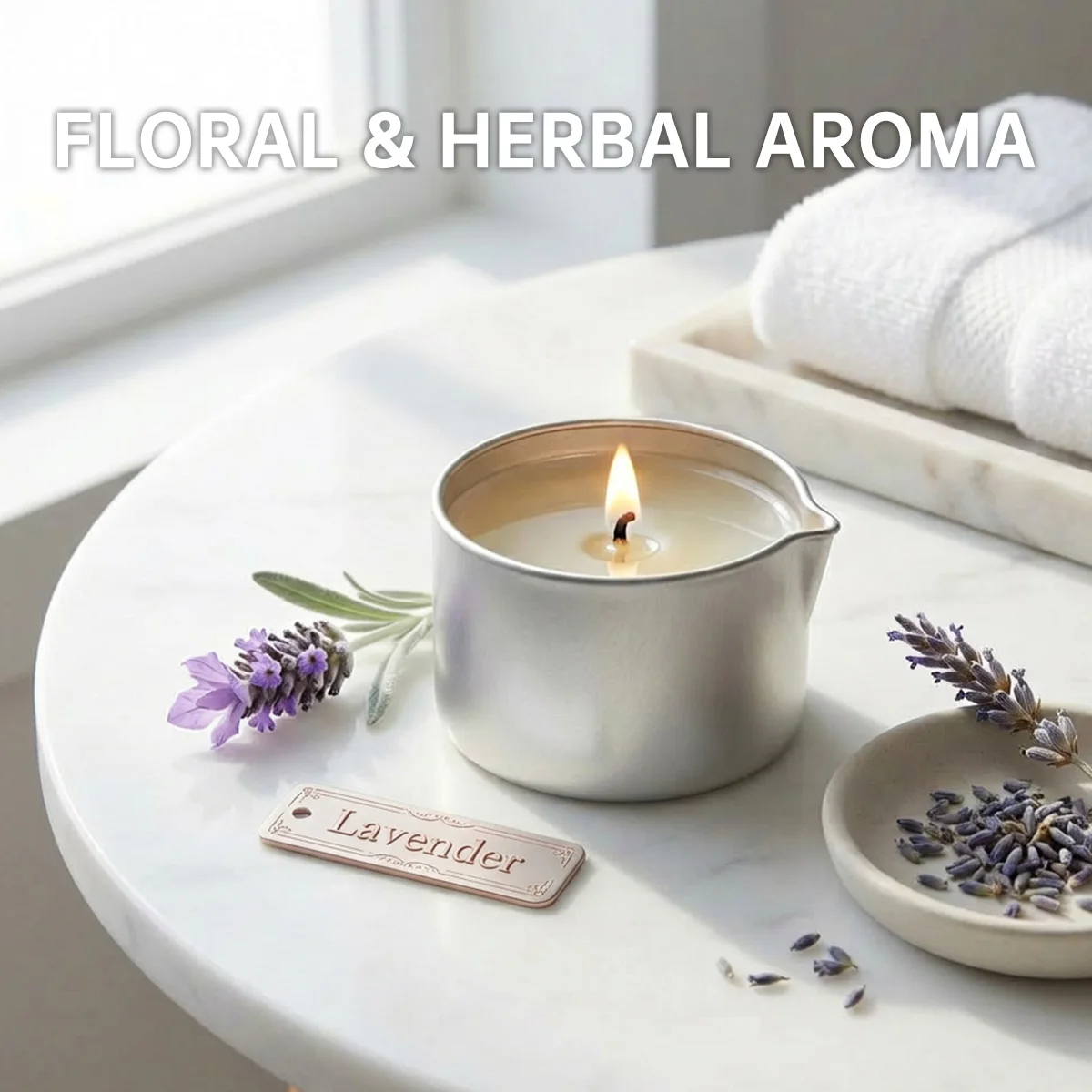 Lavender Aromatherapy Massage Candle - Moisturizing Soy Wax 2oz Gift for Relaxation & Home Ambiance