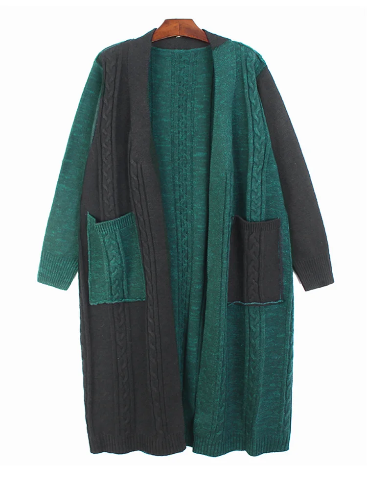 

Army Green Big Size Knitting Cardigan Sweater Loose Fit V-Neck Long Sleeve Women New Fashion Autumn Winter O547