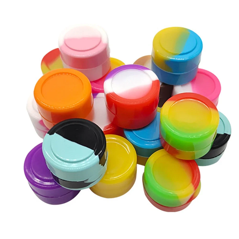 Mini Storage Boxes 10PCS Silicone Container 2ML 3ML 5ML Jar Storage Box Mix Colors Nonstick Concentrate Containers Jars Oil Wax Case
