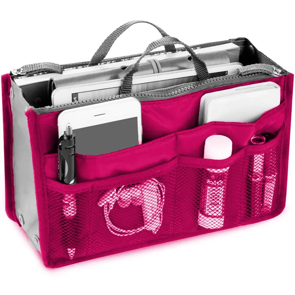 Women's Large Capacity Nylon Cosmetic Organizer Bag - Foldable Travel Makeup Tote